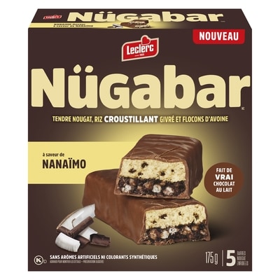 Leclerc Nügabar barres nougat enrobées à saveur de nanaïmo 175 g, 2,45 $/100g