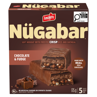 Leclerc Nügabar Coated Nougat Bars Chocolate & Fudge 175 g, $2.45/100g
