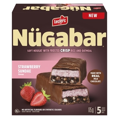 Leclerc Nügabar Coated Nougat Bars Strawberry Sundae Flavour 175 g, $2.45/100g