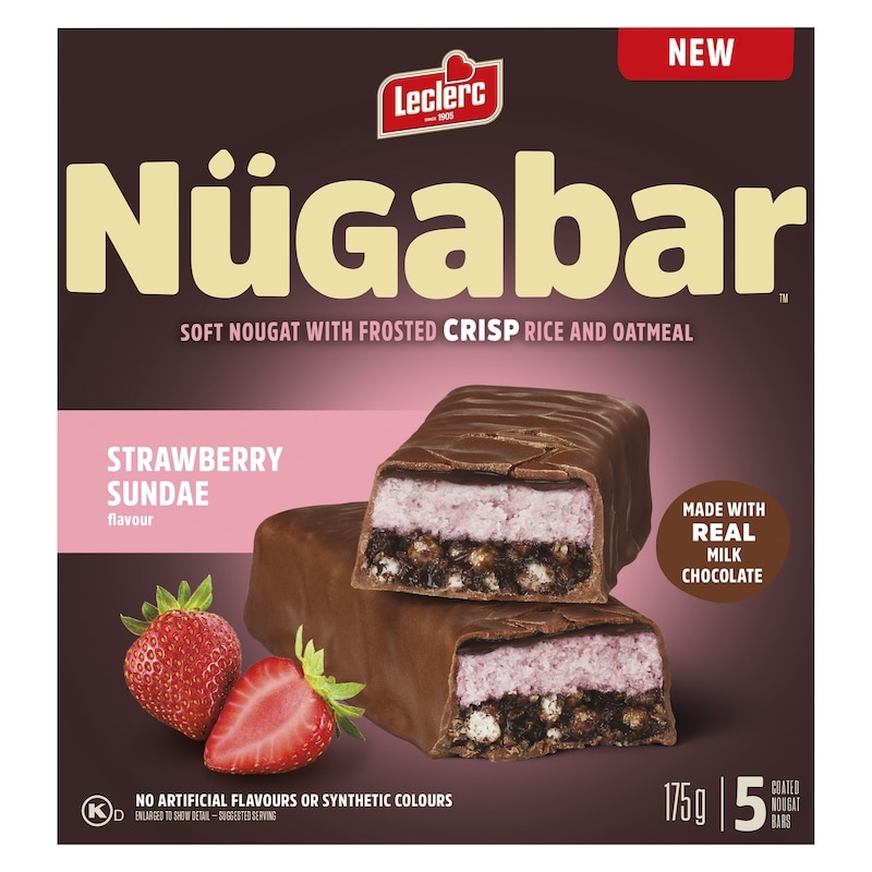 Nügabar Coated Nougat Bars Strawberry Sundae Flavour