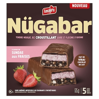 Nügabar barres nougat enrobées à saveur de sundae aux fraises