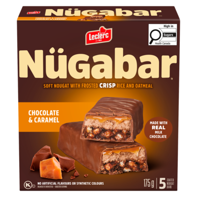 Leclerc Nügabar Coated Nougat Bars Chocolate & Caramel 175 g, $2.45/100g
