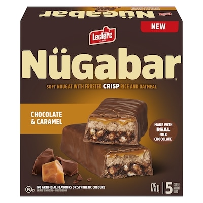 Leclerc Nügabar Coated Nougat Bars Chocolate & Caramel 175 g, $2.45/100g