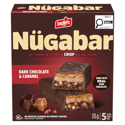 Leclerc Nügabar Coated Nougat Bars Dark Chocolate & Caramel 175 g, $2.45/100g