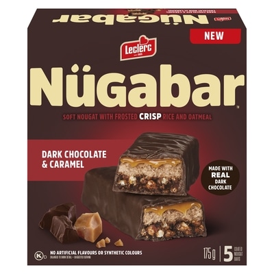 Leclerc Nügabar Coated Nougat Bars Dark Chocolate & Caramel 175 g, $2.45/100g
