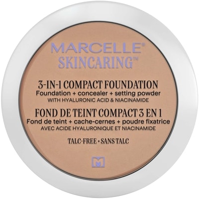 Marcelle Fond de teint compact + cache-cernes + poudre fixatrice 3 en 1 skincaring avec acide hyaluronique ivoire 8.5 g, 270,47 $/100g
