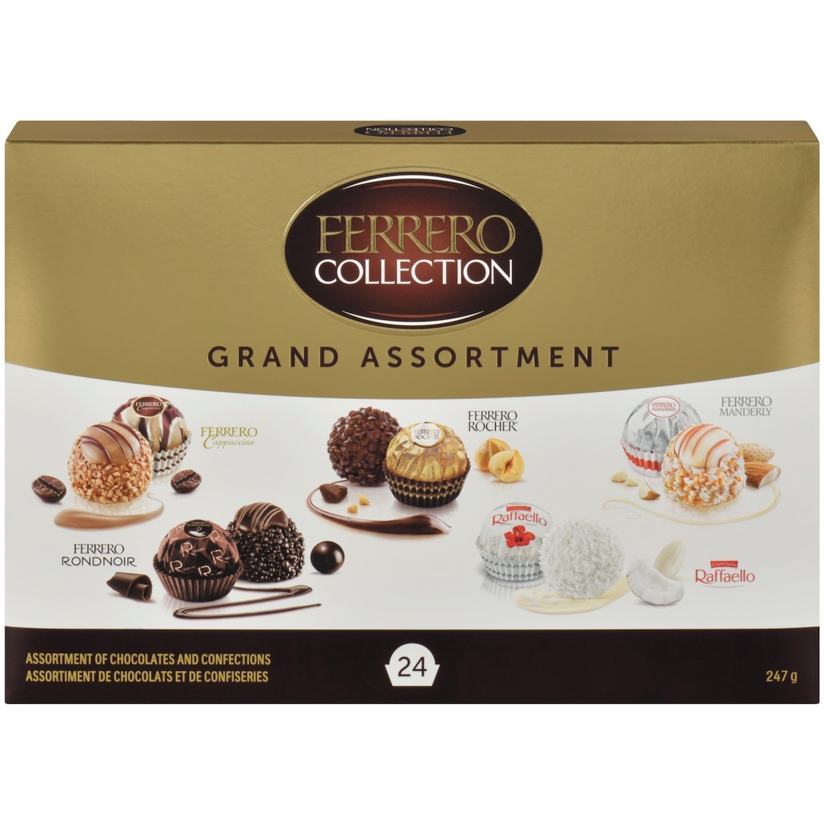 Ferrero Rocher Boîte-cadeau COLLECTION GRAND ASSORTMENT de confiseries et de chocolats fins assortis, 24 confiseries 248 g, 7,66 $/100g