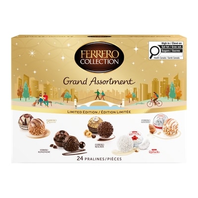 Ferrero Rocher COLLECTION GRAND ASSORTMENT, Boîte-cadeau de chocolats et de confiseries fins pour les Fêtes, 24 confiseries assorties 248 g, 7,66 $/100g