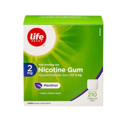 Life Gomme de nicotine 2 mg, Frissons de menthe 210 ea, 0,29 $/1ch
