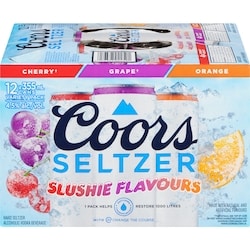 Coors Alcoholic Vodka Beverage Slushie Flavours Variety Pack (ID required at pick-up) 12x355.0 ml, $0.70/100ml