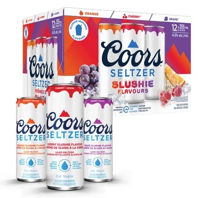 Coors Alcoholic Vodka Beverage Slushie Flavours Variety Pack (ID required at pick-up) 12x355.0 ml, $0.70/100ml