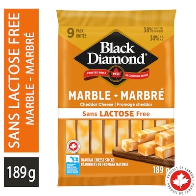 Black Diamond Lactose Free Marble Cheese Sticks 189 g, $4.23/100g