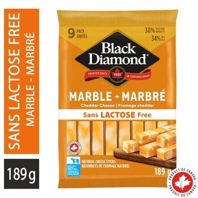 Black Diamond Bâtonnets de fromage marbré sans lactose. 189 g, 3,70 $/100g