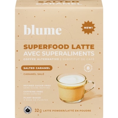 Blume Latté en poudre avec superaliments caramel salé 8x4.0 g, 45,28 $/100g
