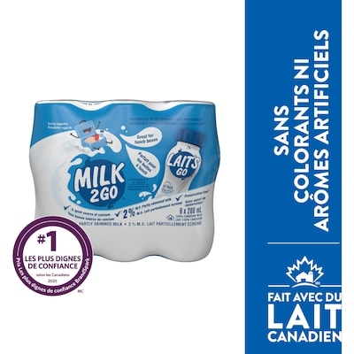 Milk 2 Go Lait partiellement écrémé 2 % 6x200.0 ml, 0,57 $/100ml