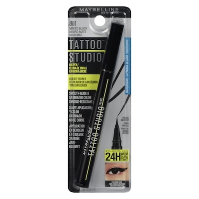 Maybelline Traceur à l’encre tattoo 24 h, intensité en un trait, jusqu’à 24 heures de tenue, résiste à l’eau, noir mat, 1 ml matte black 10 ml, 134,40 $/100ml