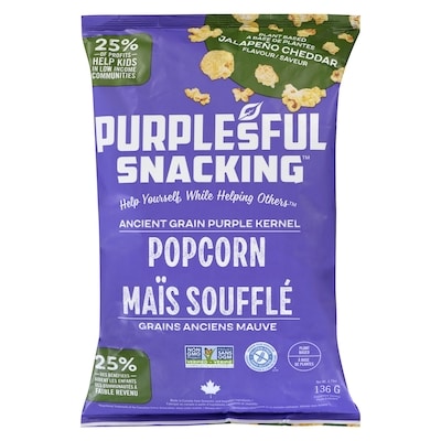 Purplesful Ancient Grain Purple Kernel Popcorn Jalapeño Cheddar Flavour 136 g, $3.67/100g