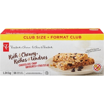 President's Choice Rich and Chewy Chocolate Chip Granola Bars Club Size 1344 g, $1.34/100g