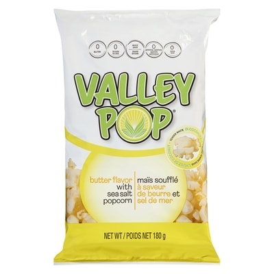 Valley Pop Butter Flavor with Sea Salt Popcorn 180 g, $3.88/100g