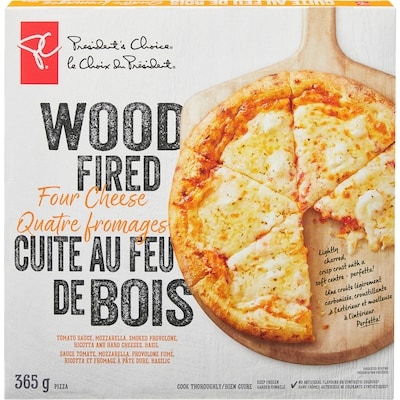 le Choix du Président Pizza aux quatre fromages, cuite au four de bois 366 g, 1,64 $/100g