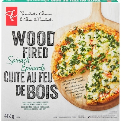 President's Choice Wood Fired Spinach Pizza 413 g, $1.45/100g