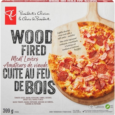 President's Choice Wood Fired Meat Lovers Pizza 400 g, $1.50/100g