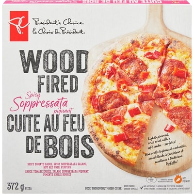 President's Choice Wood Fired Spicy Soppressata Pizza  373 g, $1.61/100g