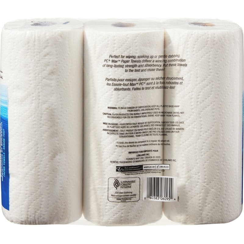 Max Strength and Thickness Paper Towels 3=6 Rolls