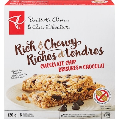 President's Choice Rich and Chewy Chocolate Chip Granola Bars 120 g, $2.33/100g