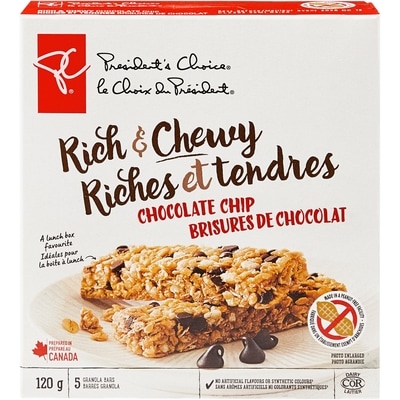 President's Choice Rich & Chewy Chocolate Chip Granola Bars 120 g, $3.33/100g
