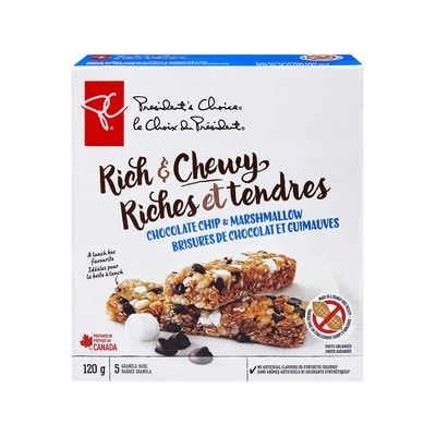 le Choix du Président Barres granola tendres et riches aux brisures de chocolat et guimauves 120 g, 3,33 $/100g