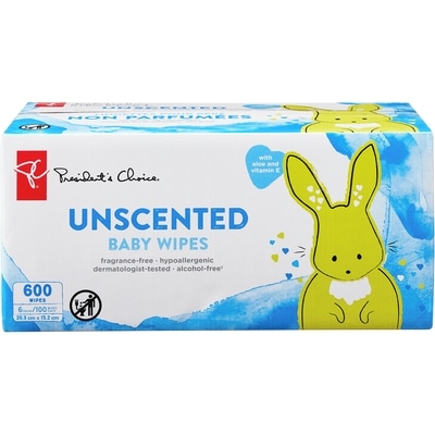 President's Choice Unscented Baby Wipes 600 ea, $0.02/1ea