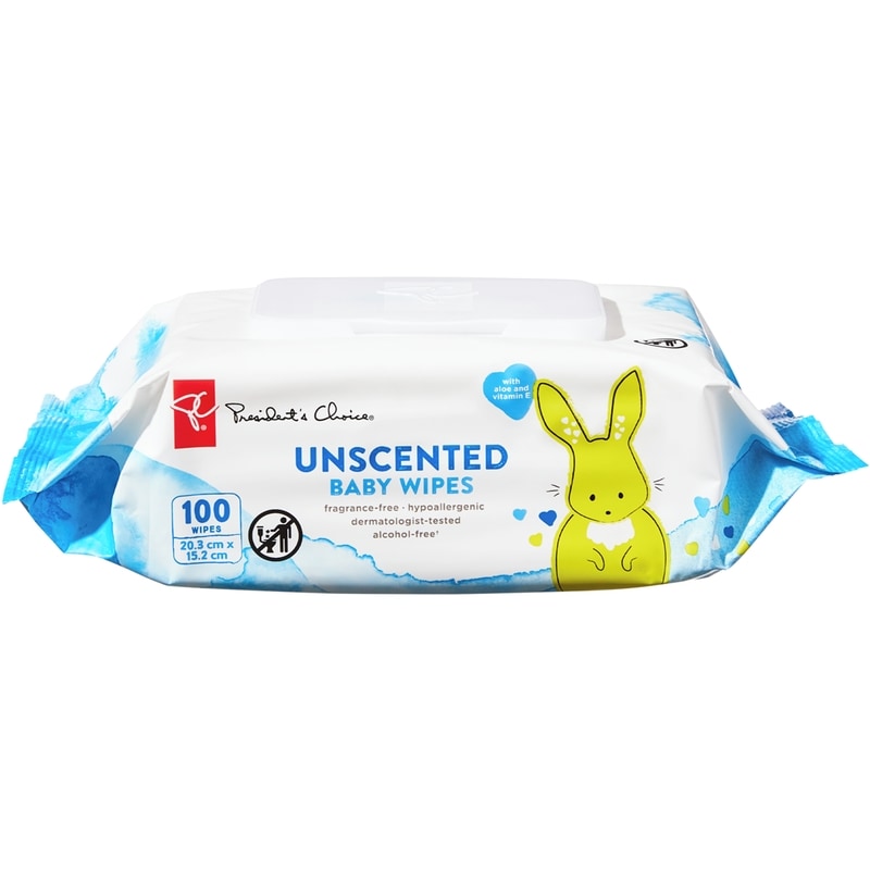 President's Choice Unscented Baby Wipes 100 ea Atlantic Superstore