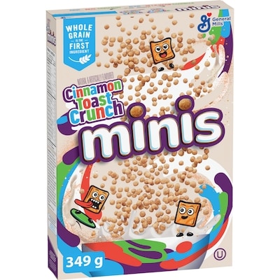 General Mills Cinnamon Toast Crunch Minis Breakfast Cereal, Whole Grains and Real Cinnamon 349 g, $0.96/100g