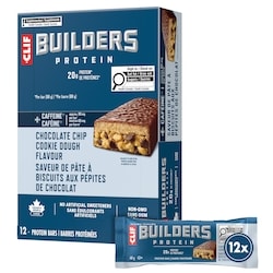 Clif BUILDERS barres protéinées, saveur de pâte à biscuits aux pépites de chocolat (emballage de 12) 12x68.0 g, 3,68 $/100g
