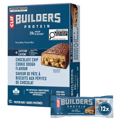 Clif BUILDERS barres protéinées, saveur de pâte à biscuits aux pépites de chocolat (emballage de 12) 12x68.0 g, 4,17 $/100g