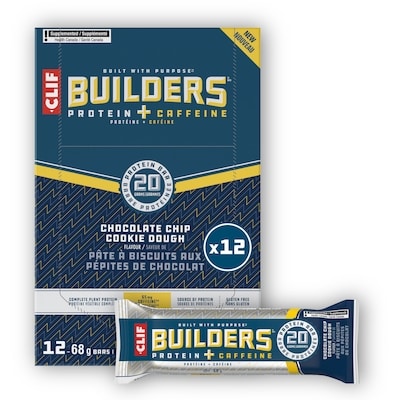 CLIF BUILDERS Protein Bars, Chocolate Chip Cookie Dough Flavour, 20g of protein 68 g, $4.40/100g