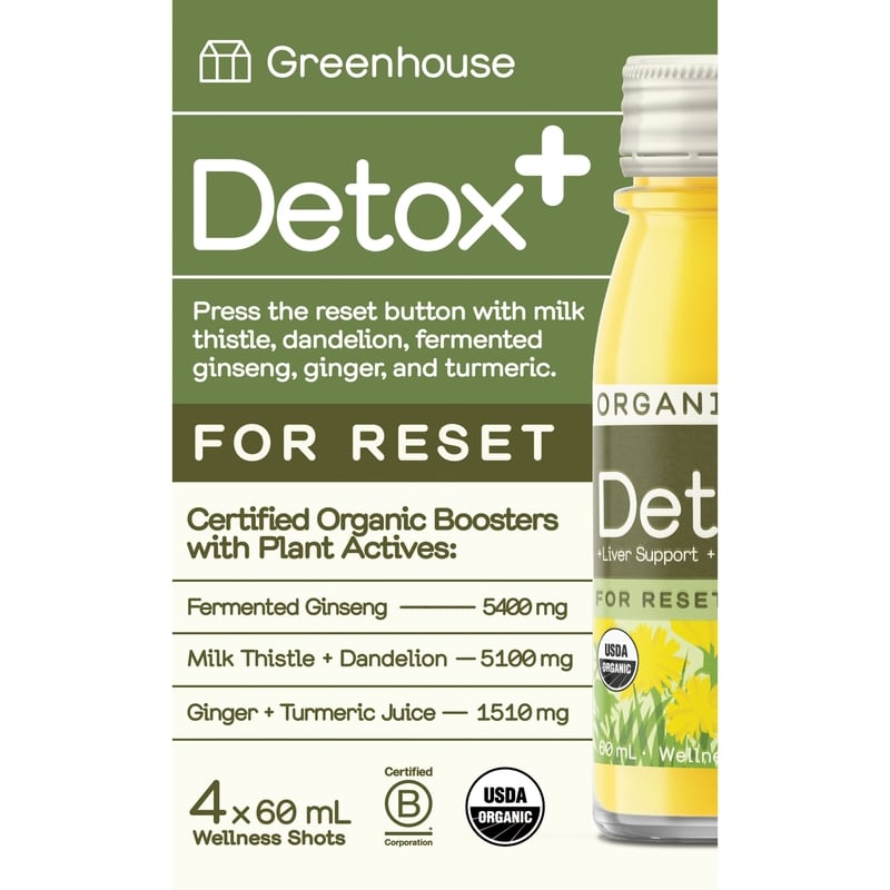 Greenhouse Detox Organic Wellness Shots for Liver Support, Pack of