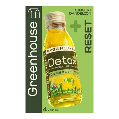 Greenhouse Detox Organic Wellness Shots with Ginseng and Milk Thistle, 4 Pack 4x60.0 ml, $23.32/100ml