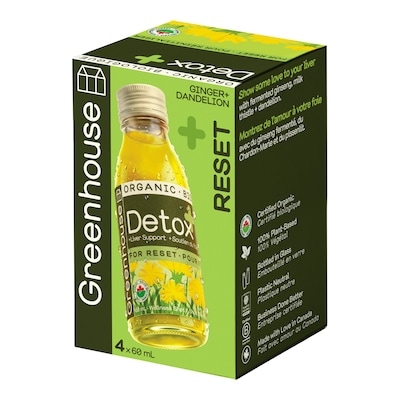 Detox Organic Wellness Shots with Ginseng and Milk Thistle, 4 Pack