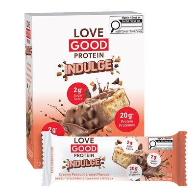 LoveGoodFats Barre nutritionnelle optimisée saveur arachides et caramel crémeux (caisse) 12x55.0 g, 8,18 $/100g