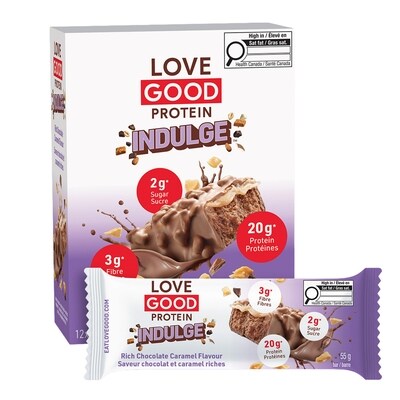 LoveGoodFats Barre nutritionnelle optimisée saveur chocolat et caramel riches (caisse) 12x55.0 g, 8,18 $/100g