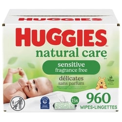 Huggies Natural Care Sensitive Baby Wipes, Unscented, 15 Flip-Top Packs (960 Wipes Total) 960 ea, $0.03/1ea