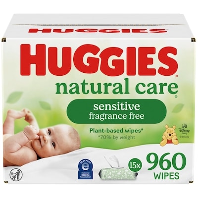 Huggies Natural Care Sensitive Baby Wipes, Unscented, 15 Flip-Top Packs (960 Wipes Total) 960 ea, $0.03/1ea