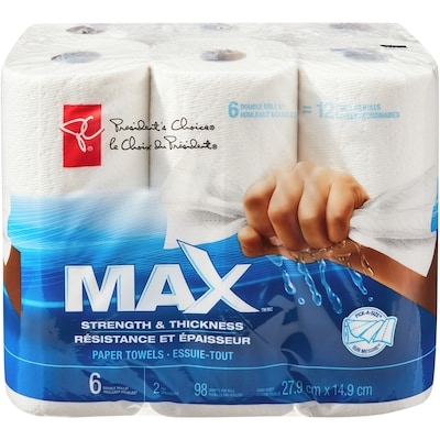 President's Choice Max Strength and Thickness Paper Towels 6=12 Rolls 1 ea, $13.00/1ea