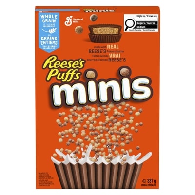 Reese's Puffs Minis Breakfast Cereal, Peanut Butter Chocolate, Whole Grains