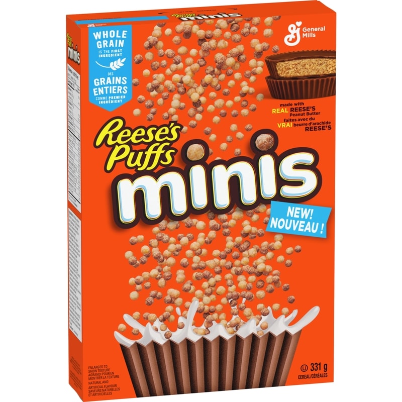 Reese's Puffs Minis Breakfast Cereal, Peanut Butter Chocolate, Whole Grains