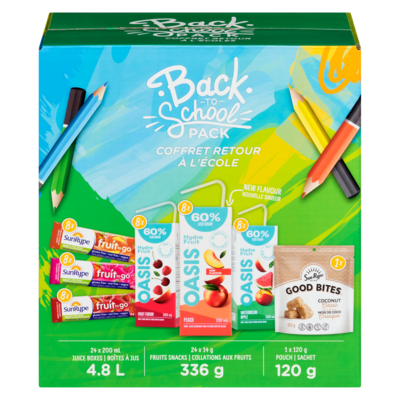SunRype Ensemble de collations pour la rentrée, avec collations aux fruits, boîtes de jus et sachet de Good Bites 1 ea, 47,99 $/1ch