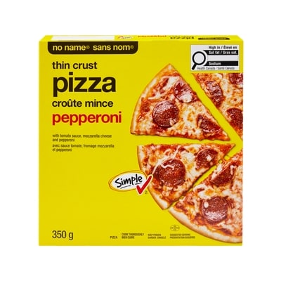 Sans Nom Pizza à croûte mince, Pepperoni 350 g, 0,95 $/100g