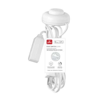 Globe Electric Commutateur à pédale intérieur, cordon de 9 pieds, 3 prises polarisées, 16/2, SPT-2, blanc 1 ea, 9,99 $/1ch